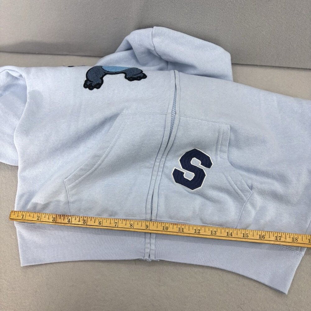STITCH Disney Ohana Lilo & Stitch Light BLUE Hoodie Zip Jacket SZ Medium Casual - Picture 12 of 13